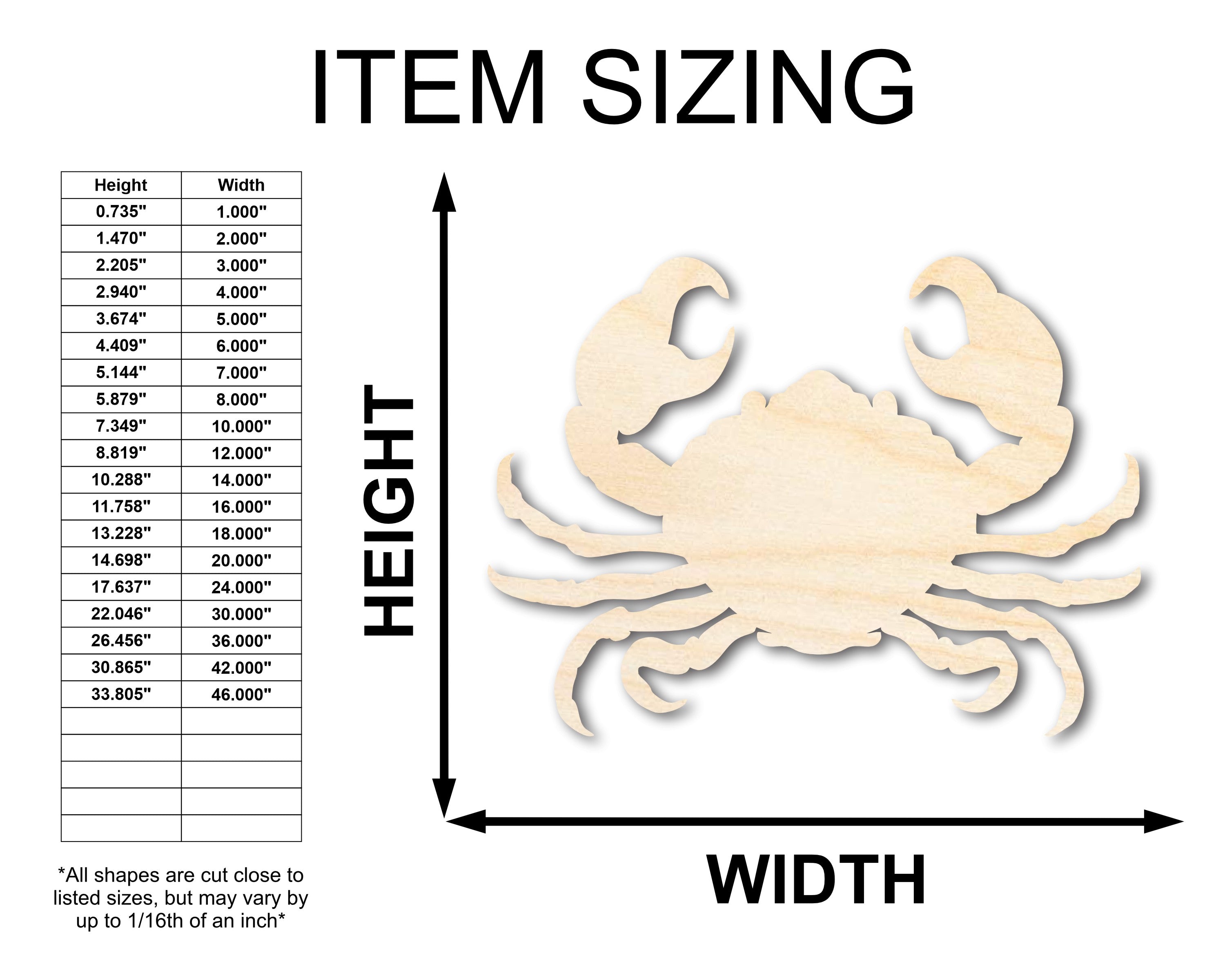 Unfinished Wood Cancer Crab Shape - Zodiac Craft - up to 36