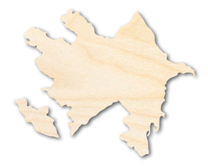 Unfinished Wood Azerbaijan Country Shape - Eastern Europe Craft - up to 36" DIY