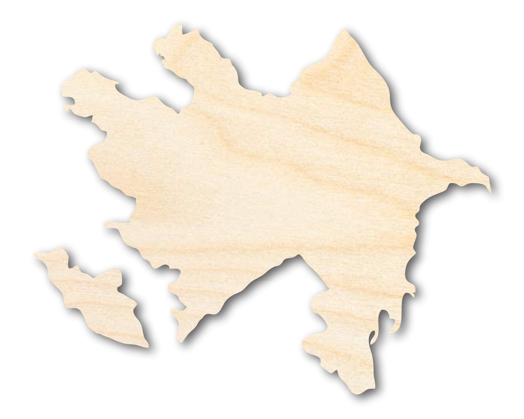 Unfinished Wood Azerbaijan Country Shape - Eastern Europe Craft - up to 36