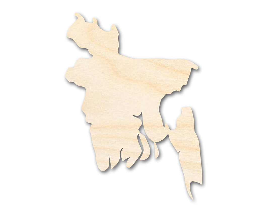 Unfinished Wood Bangladesh Country Shape - South Asia Craft - up to 36