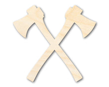 Load image into Gallery viewer, Unfinished Wood Crossed Axes Shape - Medieval Viking Craft - up to 36&quot; DIY
