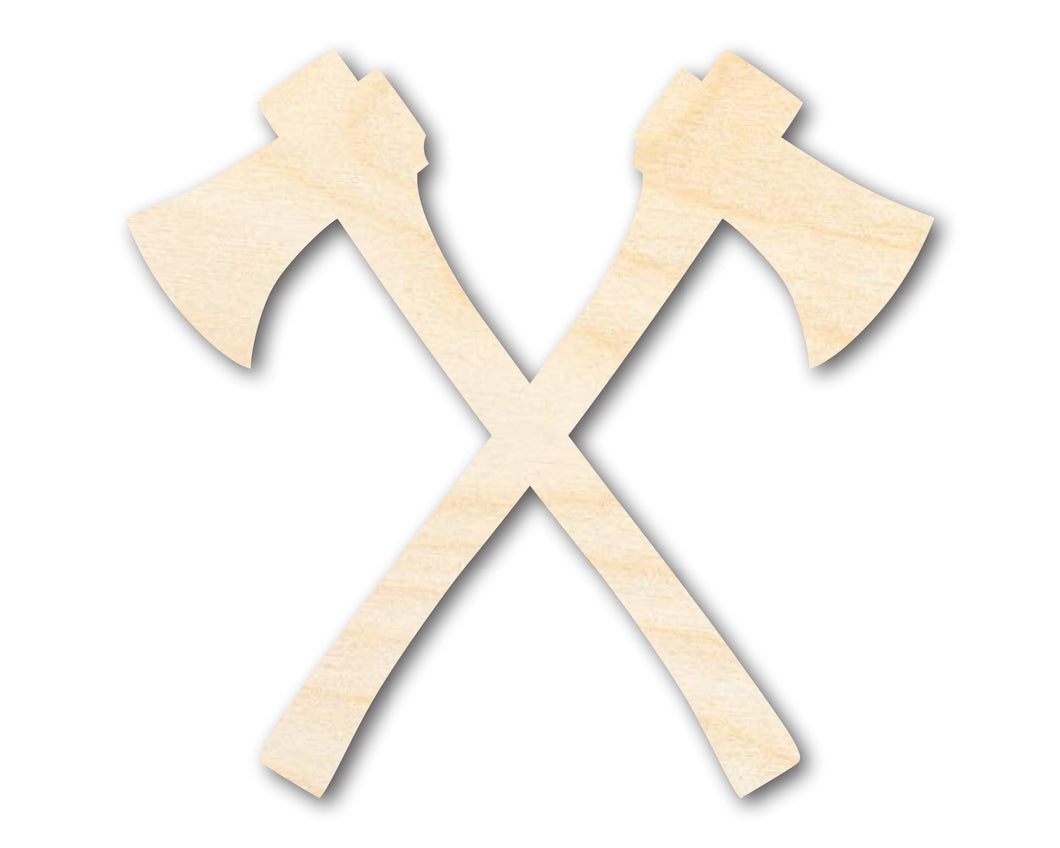 Unfinished Wood Crossed Axes Shape - Medieval Viking Craft - up to 36