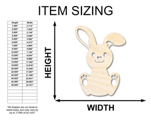 Unfinished Wood Cute Bunny Shape - Easter Spring Kids Craft - up to 36" DIY