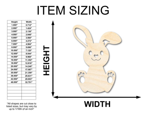 Unfinished Wood Cute Bunny Shape - Easter Spring Kids Craft - up to 36" DIY