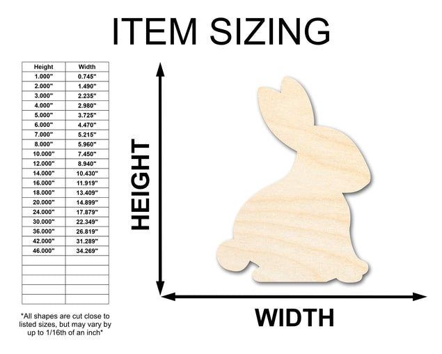 Unfinished Wood Bunny Shape - Garden Bunny Craft - up to 36