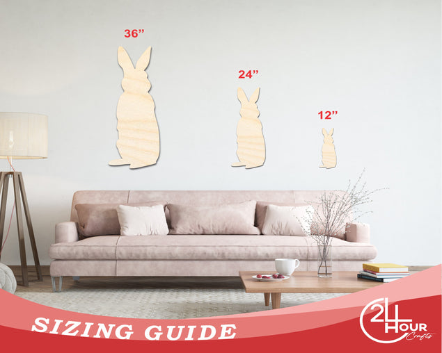 Unfinished Wood Standing Bunny Shape - Easter Spring Garden Craft - up to 36