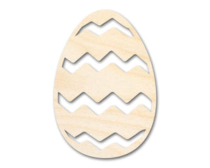 Unfinished Wood Striped Egg Shape - Easter Craft - up to 36" DIY