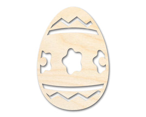 Unfinished Wood Striped Flower Egg Shape - Easter Craft - up to 36" DIY
