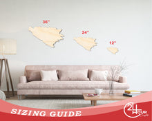 Load image into Gallery viewer, Unfinished Wood Bosnia and Herzegovina Country Shape - Southeast Europe Craft - up to 36&quot; DIY
