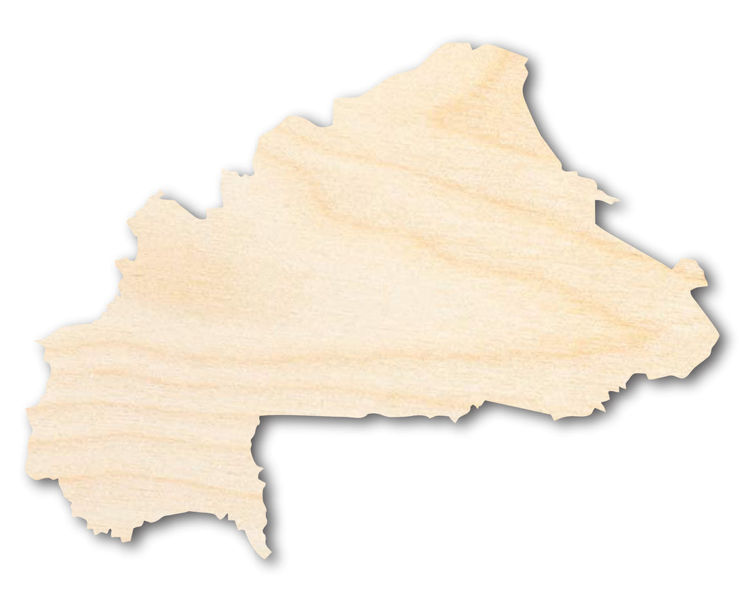 Unfinished Wood Burkina Country Shape - West Africa Craft - up to 36