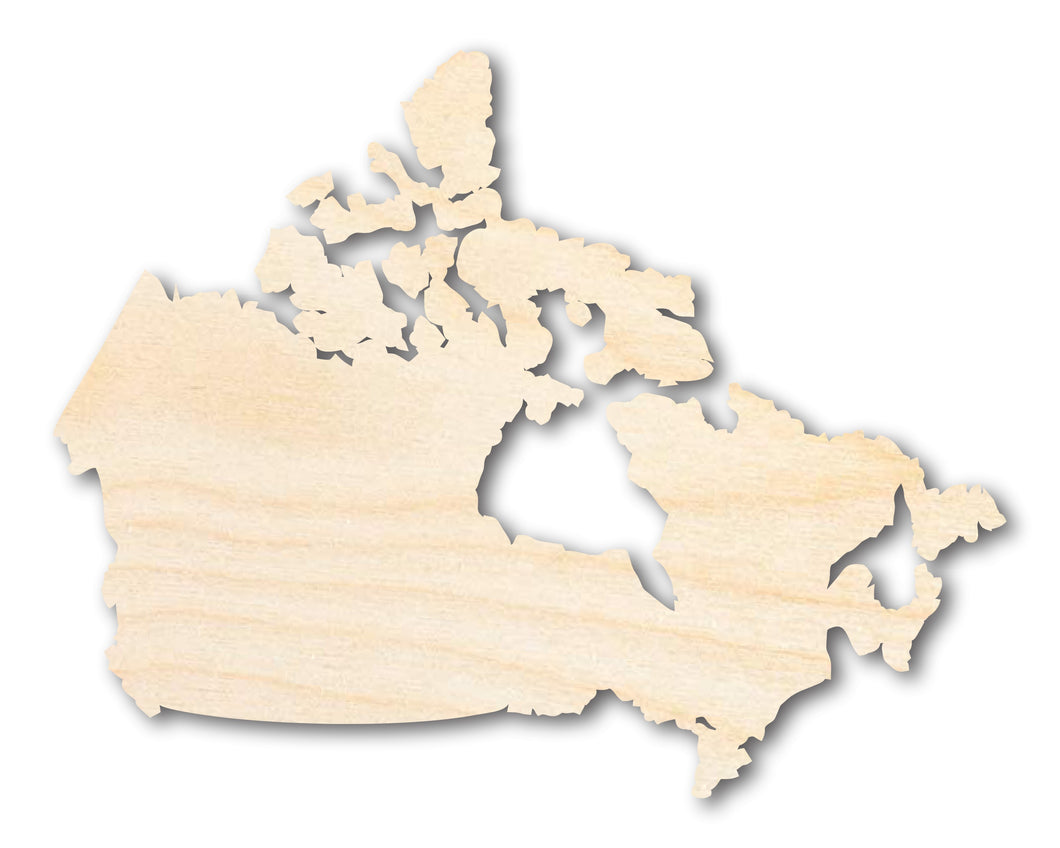 Unfinished Wood Canada Country Shape - North America Craft - up to 36