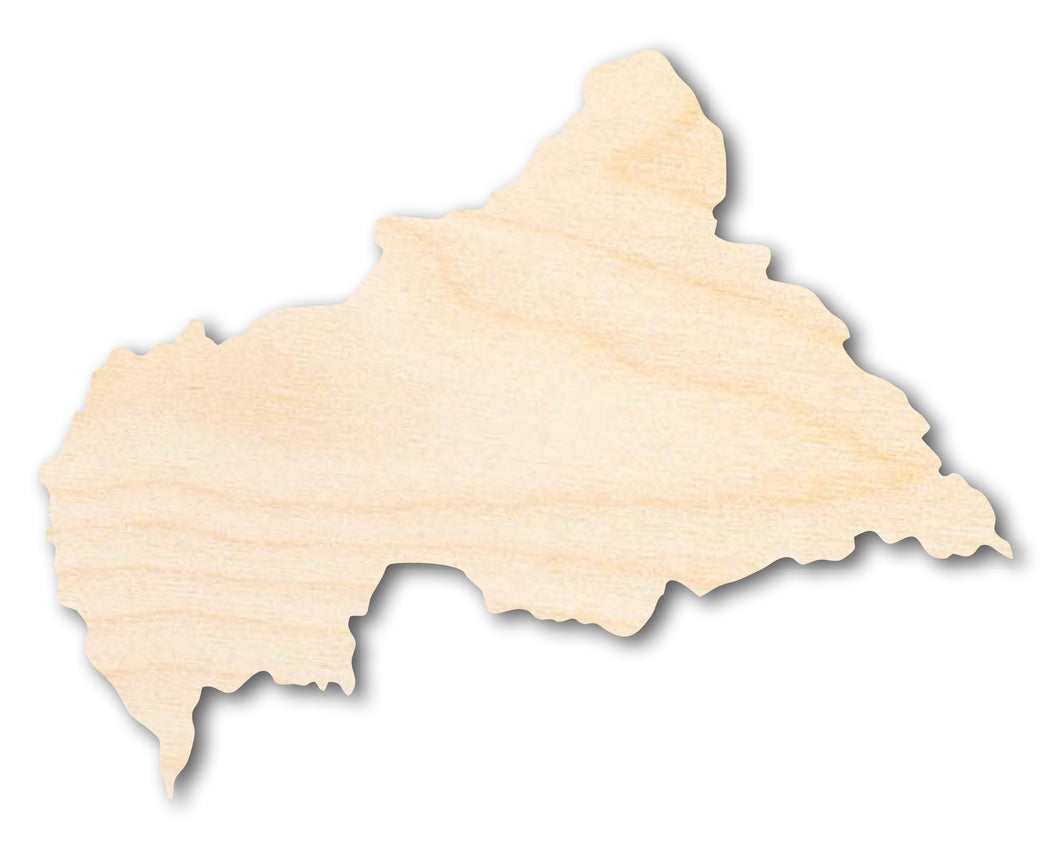 Unfinished Wood Central African Republic Country Shape - Central Africa Craft - up to 36