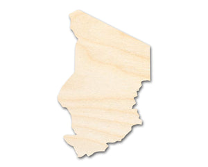 Unfinished Wood Chad Country Shape - North Central Africa Craft - up to 36" DIY
