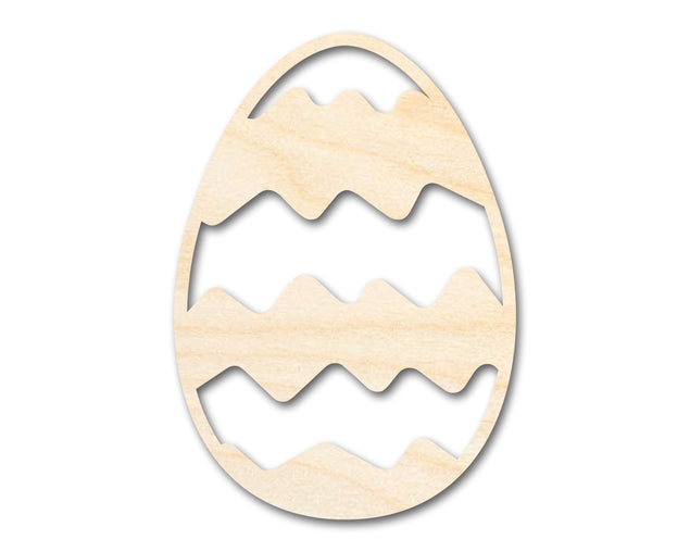 Unfinished Wood Wavy Striped Egg Shape - Easter Craft - up to 36
