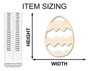Unfinished Wood Wavy Striped Egg Shape - Easter Craft - up to 36" DIY