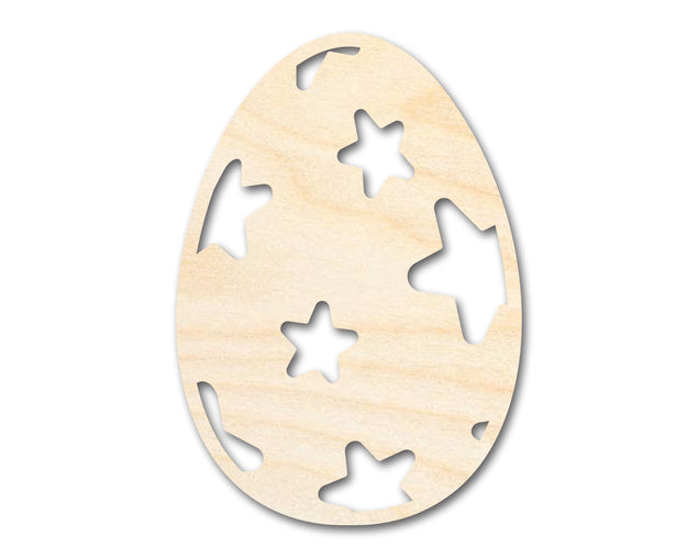 Unfinished Wood Starry Egg Shape - Easter Craft - up to 36