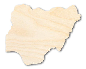 Unfinished Wood Nigeria Shape - West Africa Craft - up to 36" DIY