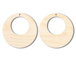 Unfinished Wood Hollow Circle Earring Blank Pair - DIY Jewelry Craft - Available in 1" to 3"