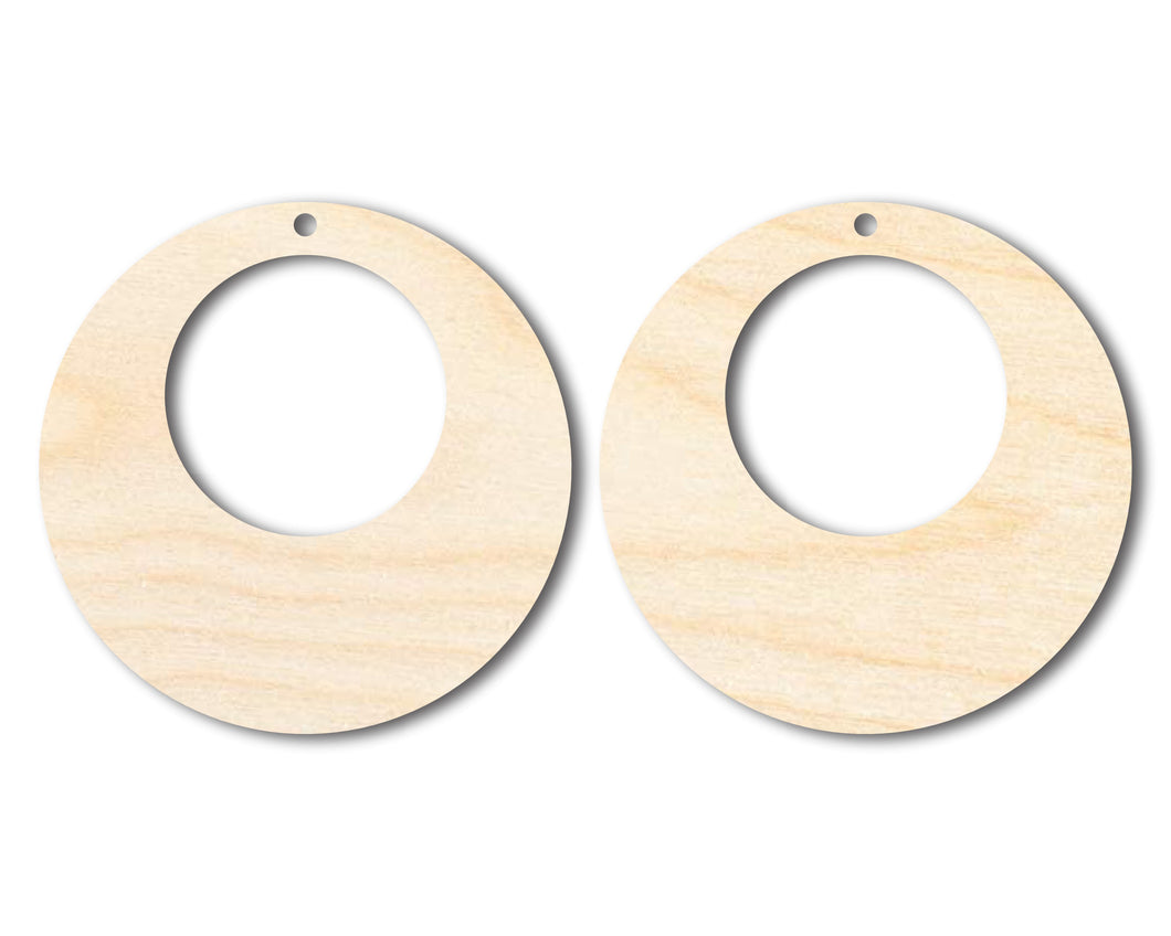 Unfinished Wood Hollow Circle Earring Blank Pair - DIY Jewelry Craft - Available in 1