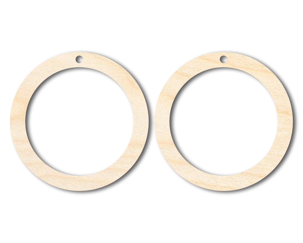 Unfinished Wood Hoop Earring Blank Pair - DIY Jewelry Craft - Available in 1