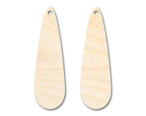 Unfinished Wood Long Drop Earring Blank Pair - DIY Jewelry Craft - Available in 1" to 3"