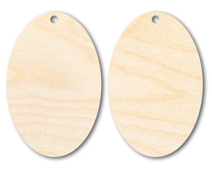 Unfinished Wood Oval Earring Blank Pair - DIY Jewelry Craft - Available in 1" to 3"