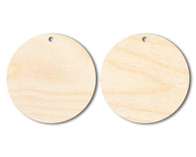 Load image into Gallery viewer, Unfinished Wood Circle Earring Blank Pair - DIY Jewelry Craft - Available in 1&quot; to 3&quot;
