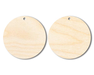 Unfinished Wood Circle Earring Blank Pair - DIY Jewelry Craft - Available in 1" to 3"