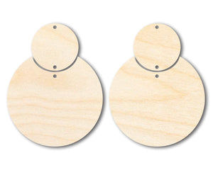Unfinished Wood 2-Piece Circle Earring Blank Pair - DIY Jewelry Craft - Available in 2" to 4"