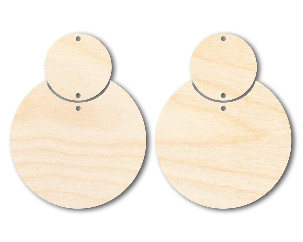 Unfinished Wood 2-Piece Circle Earring Blank Pair - DIY Jewelry Craft - Available in 2