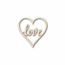 Load image into Gallery viewer, Love with Heart Sign Unfinished Wood Cutout Home Decor DIY
