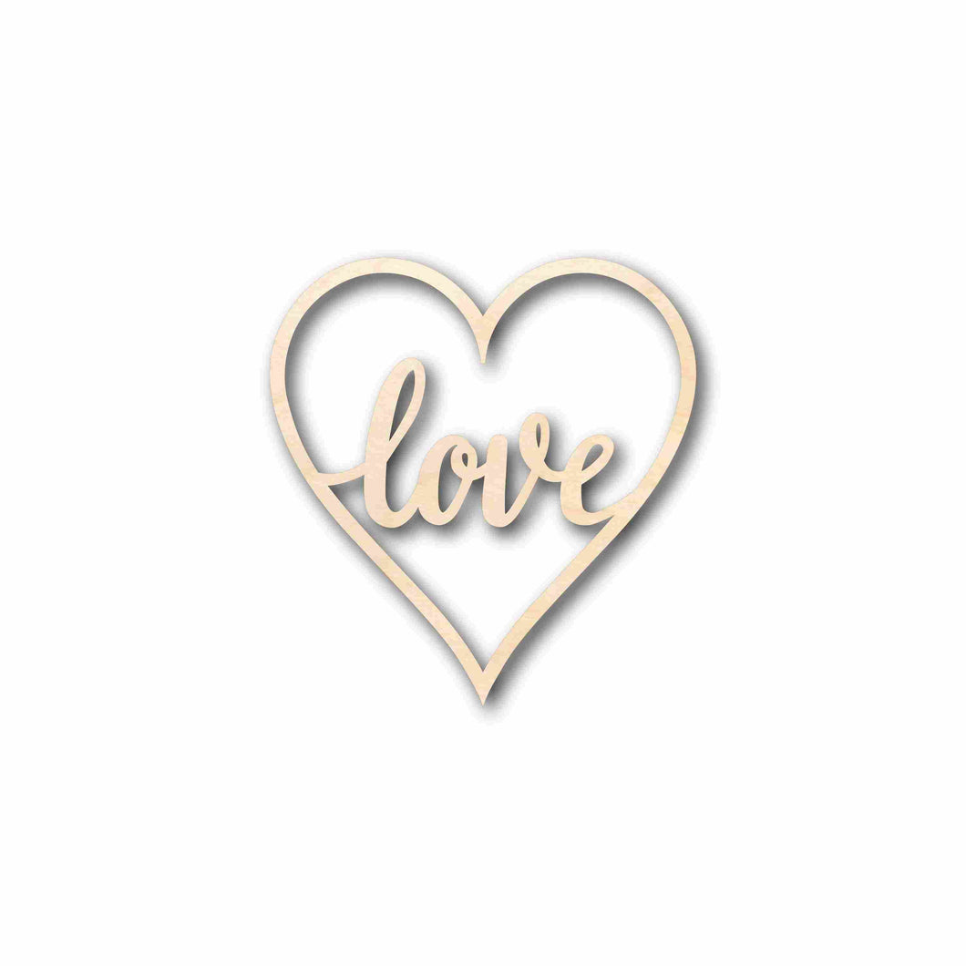 Love with Heart Sign Unfinished Wood Cutout Home Decor DIY