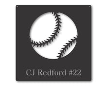 Load image into Gallery viewer, Metal Custom Baseball Name Wall Art | Personalized Baseball Wall Sign | Personalized Baseball Sign | 15 Color Options
