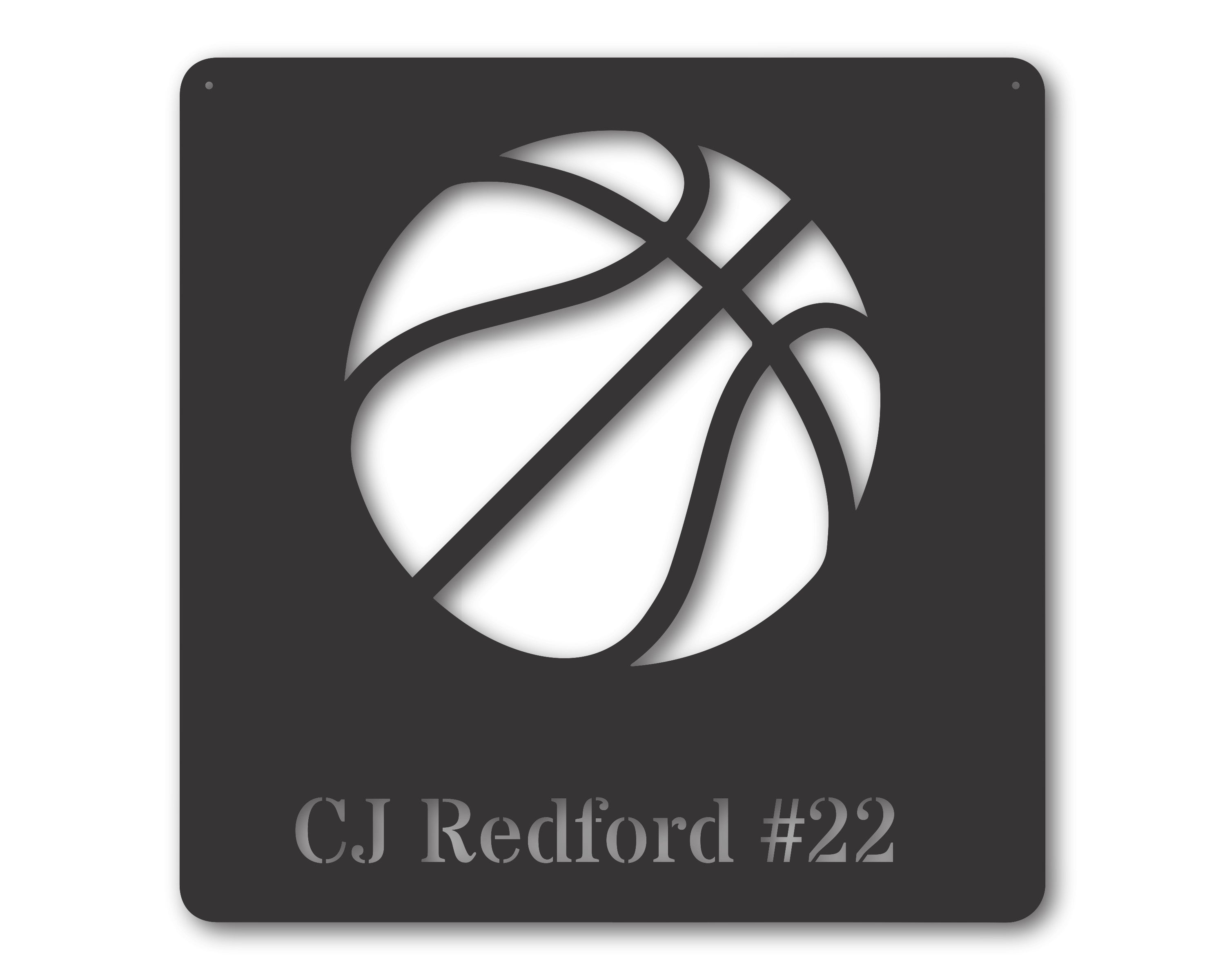 Metal Custom Basketball Name Wall Sign | Custom Basketball Wall Sign | Basketball Name Sign | 15 Color Options