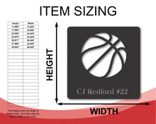 Load image into Gallery viewer, Metal Custom Basketball Name Wall Sign | Custom Basketball Wall Sign | Basketball Name Sign | 15 Color Options
