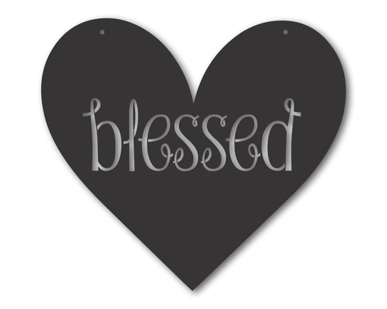 Metal Blessed Heart Wall Sign | Metal Heart Sign | Metal Heart Wall Art | 15 Color Options