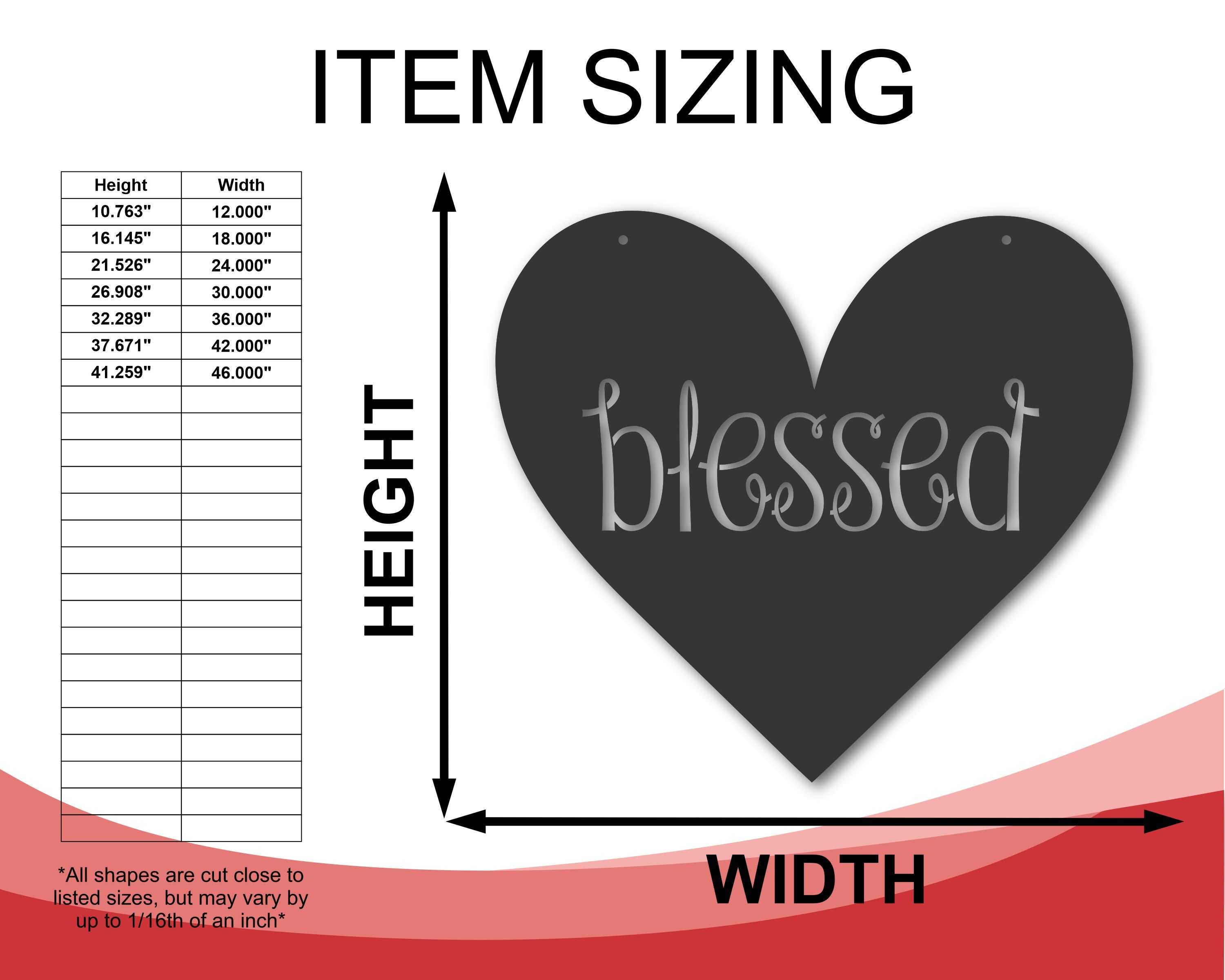 Metal Blessed Heart Wall Sign | Metal Heart Sign | Metal Heart Wall Art | 15 Color Options