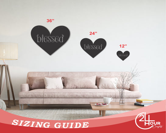 Metal Blessed Heart Wall Sign | Metal Heart Sign | Metal Heart Wall Art | 15 Color Options