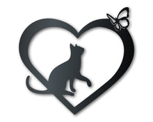 Load image into Gallery viewer, Metal Custom Cat Heart Wall Art - Metal Sign - 14 Color Options
