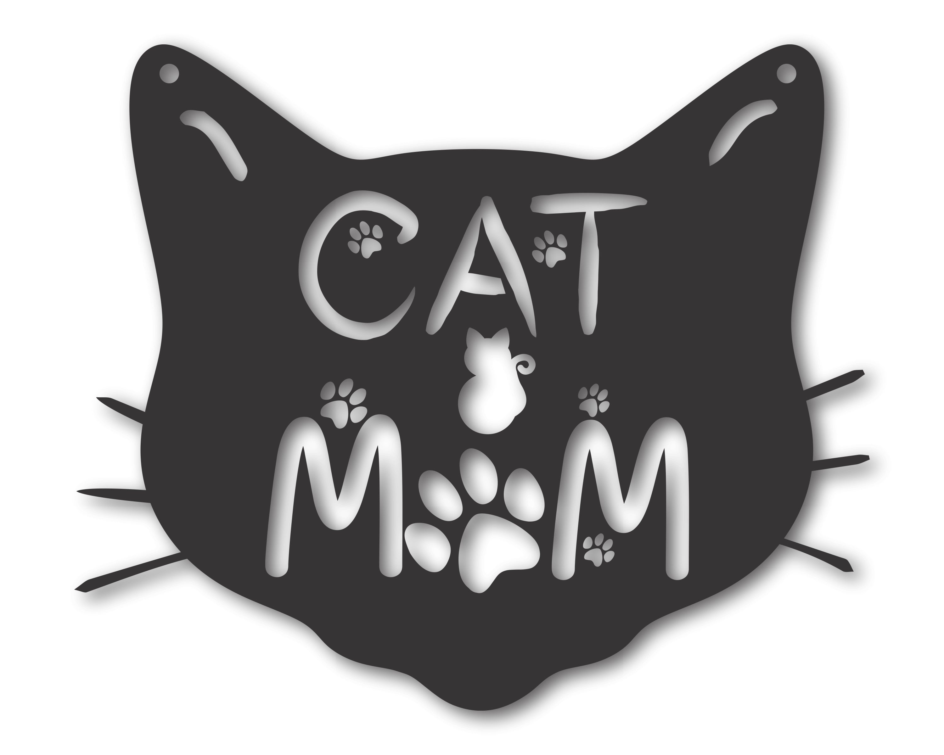 Metal Cat Mom Sign | Custom Cat Mom Wall Sign | Custom Metal Cat Mom Wall Art | 15 Color Options