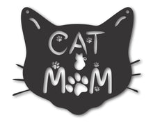 Load image into Gallery viewer, Metal Cat Mom Sign | Custom Cat Mom Wall Sign | Custom Metal Cat Mom Wall Art | 15 Color Options
