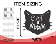 Load image into Gallery viewer, Metal Cat Mom Sign | Custom Cat Mom Wall Sign | Custom Metal Cat Mom Wall Art | 15 Color Options
