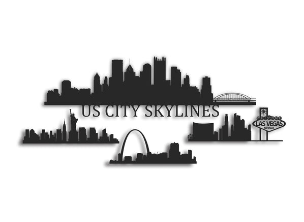 Metal US City Skylines Customizable Wall Art