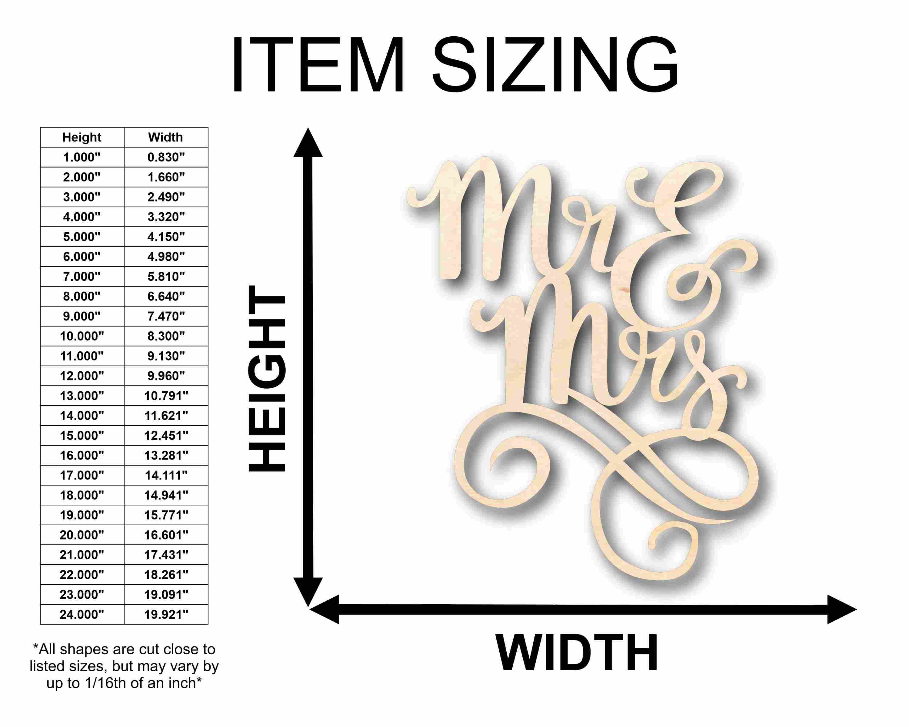 Mr. & Mrs. Sign Unfinished Wood Cutout Home Decor DIY Wedding