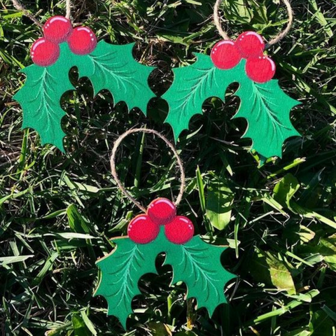 Unfinished Wooden Christmas Holly Shape - Craft - up to 24" DIY-24 Hour Crafts