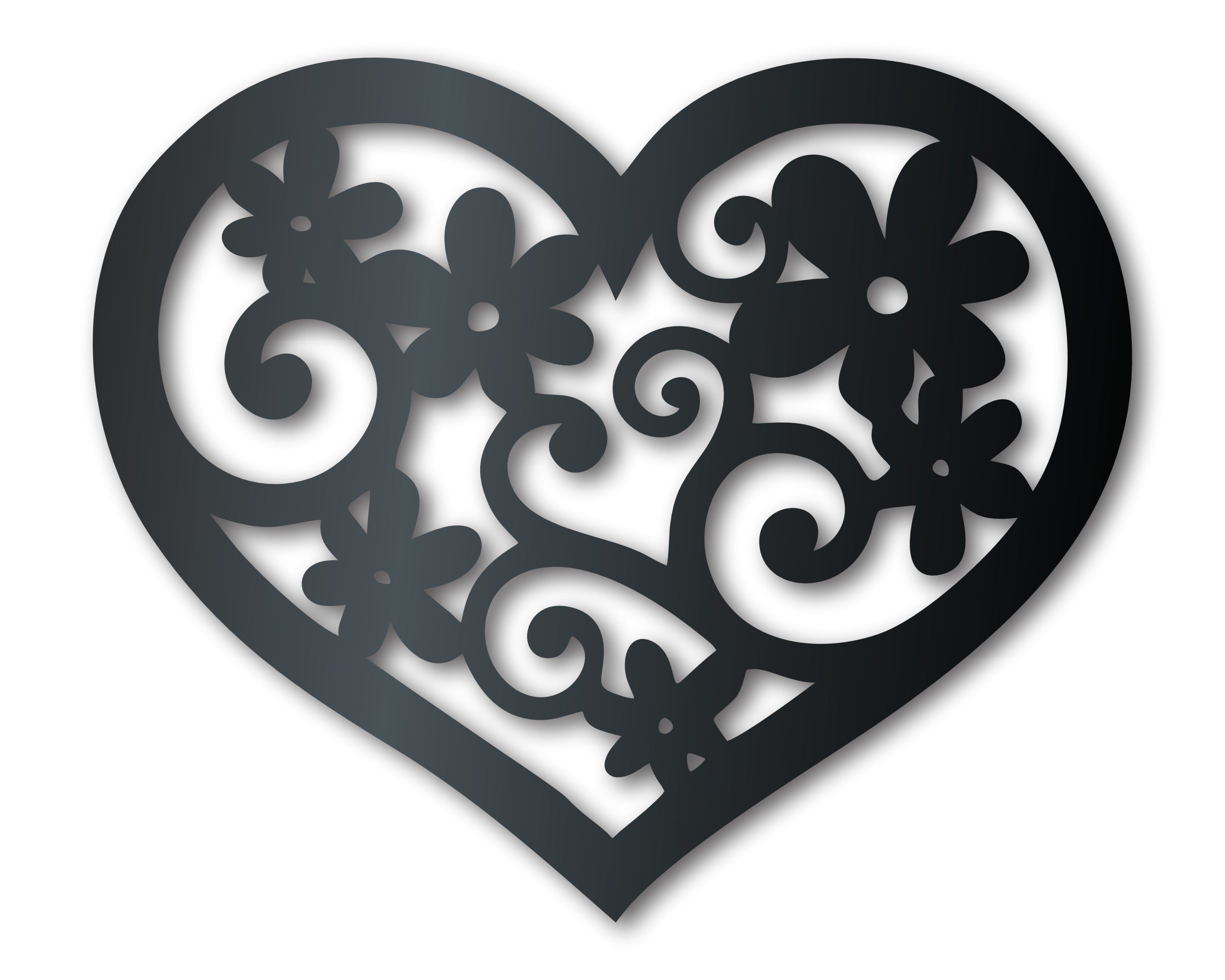 Metal Flower Heart Wall Art - Metal Sign - 14 Color Options