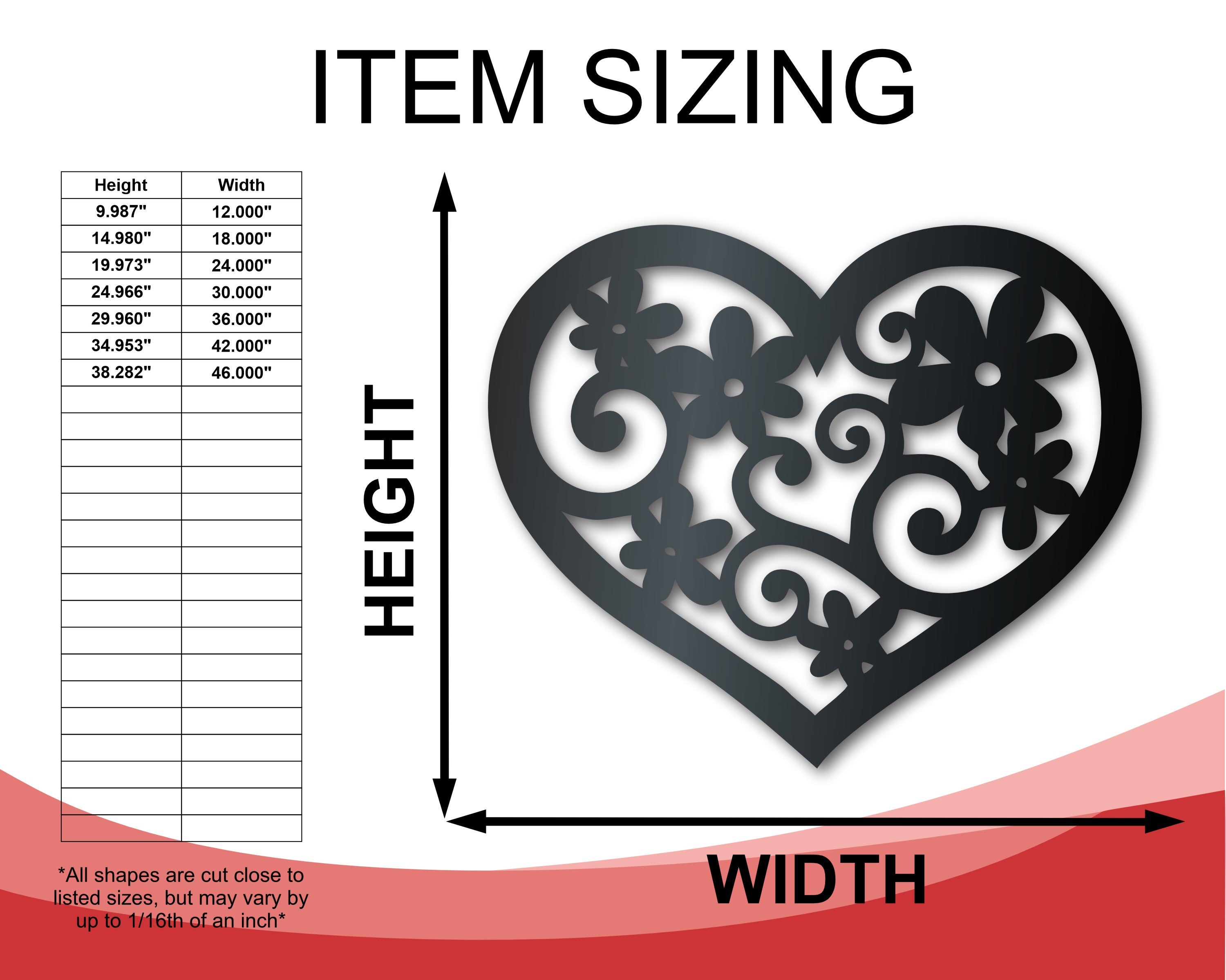 Metal Flower Heart Wall Art - Metal Sign - 14 Color Options