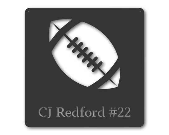 Metal Football Personalized Name Wall Art | Custom Metal Football Wall Art | Personalized Metal Football Wall Sign