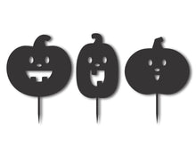 Load image into Gallery viewer, Metal Halloween Pumpkin Garden Stakes | Set of 3 | Up to 46&quot; | Over 20 Color Options
