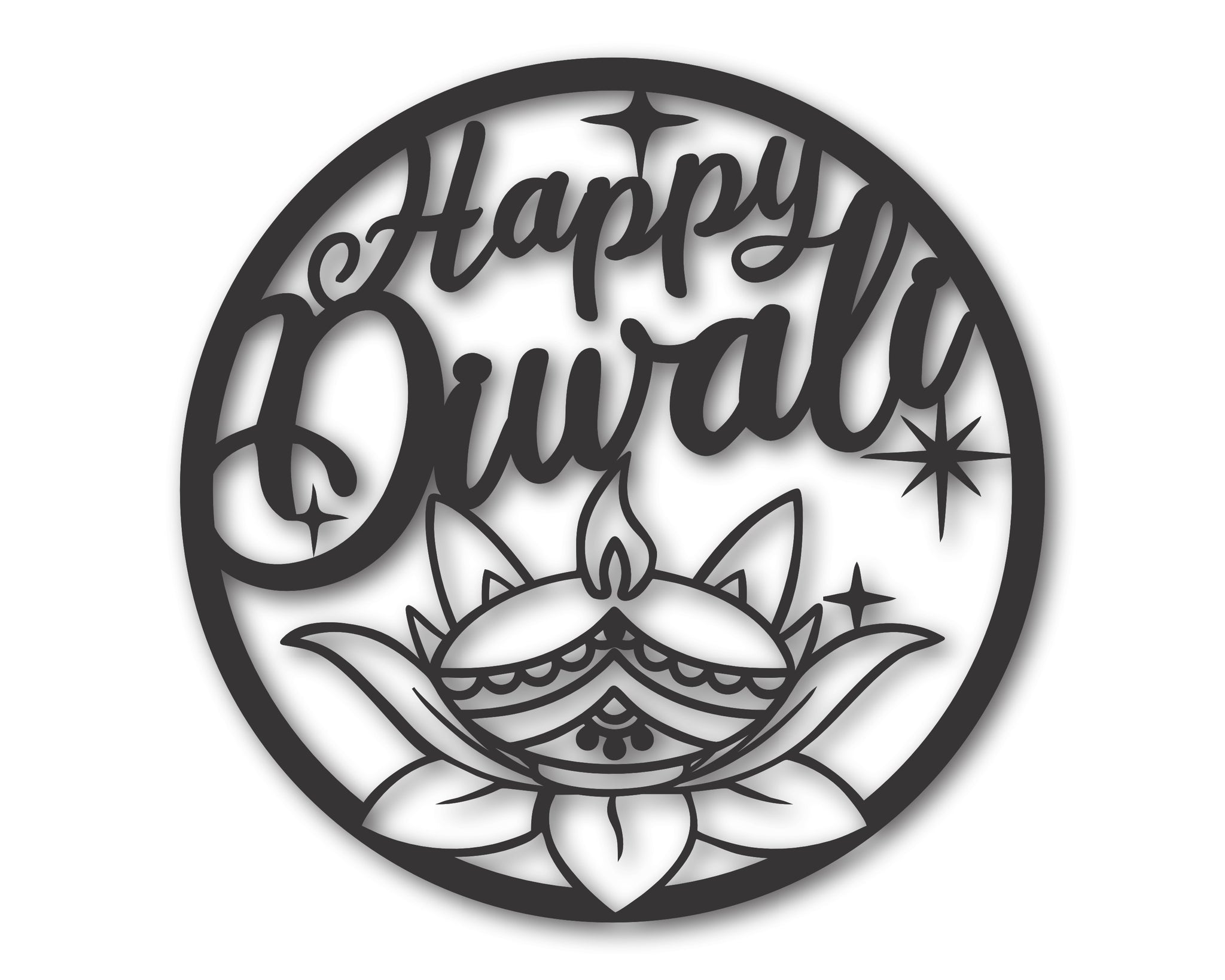 diwali black and white clipart